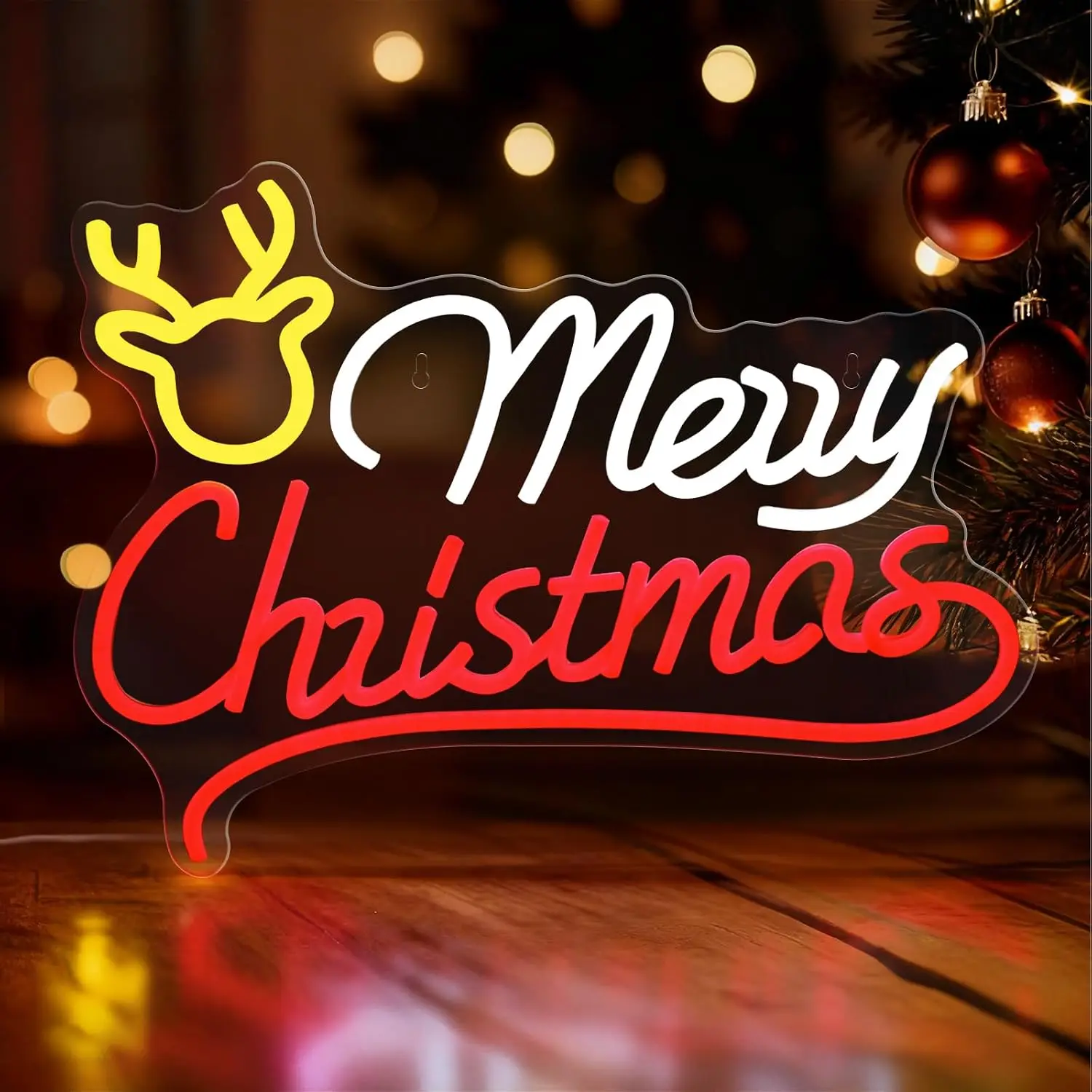 Neon Sign Party - Merry Christmas Reindeer Neon Sign USB