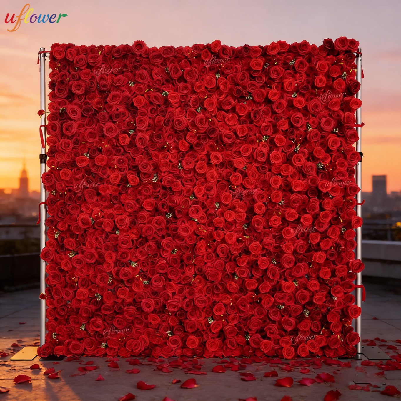 Uflower Red Rose Artificial Fl - огляд і ціна Flower Wall Panel