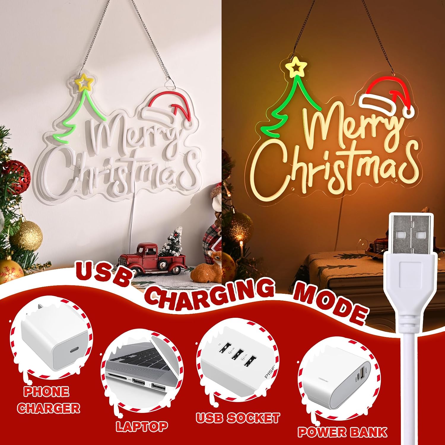 Merry Christmas Neon Sign USB  - огляд і ціна Neon Sign Party