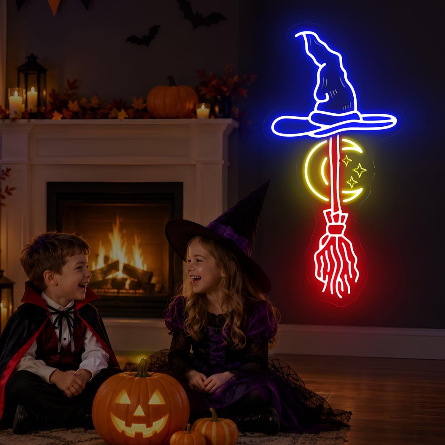 Witch Hat Broom Neon Sign Moon - огляд і ціна Neon Sign Party