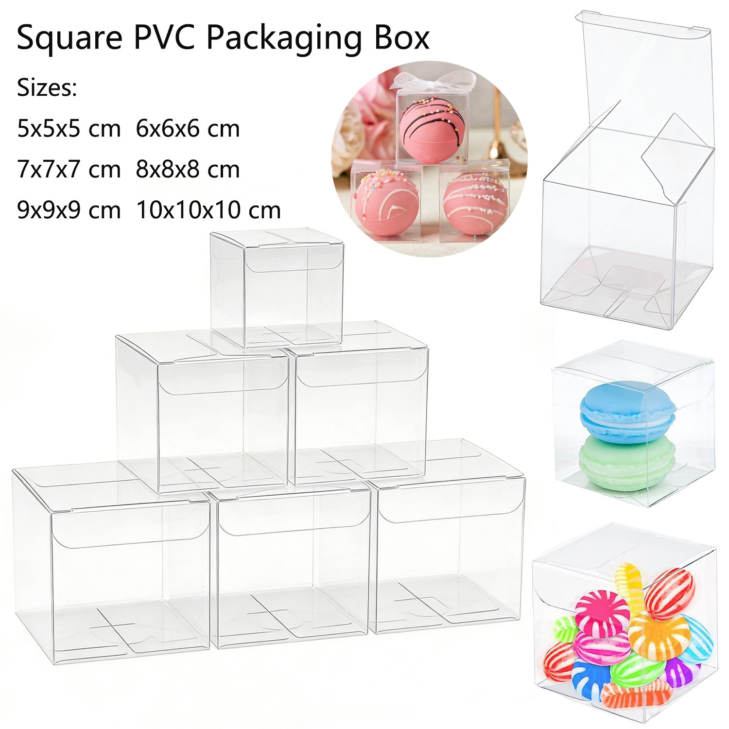 10-50Pcs Square Clear PVC Fold - огляд і ціна Event Party Box