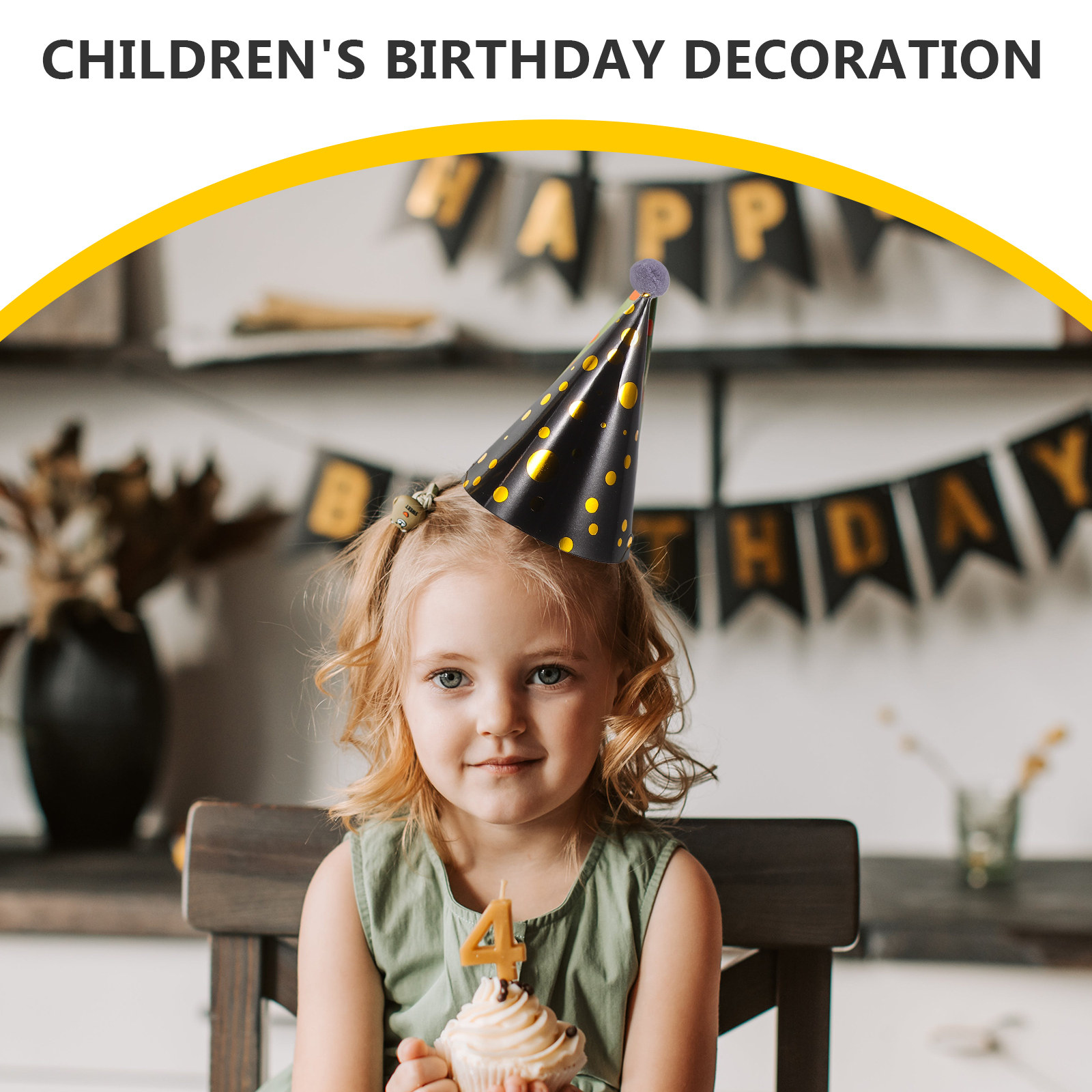 3Pcs Gold Foil Accented Paper  - огляд і ціна Party Hat Cone
