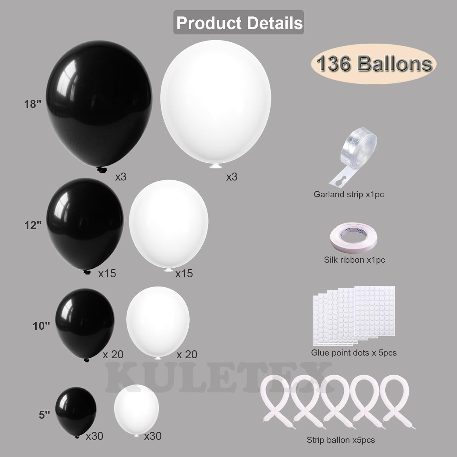136 Pcs Black & White Latex Ba - огляд і ціна Event Launch Party