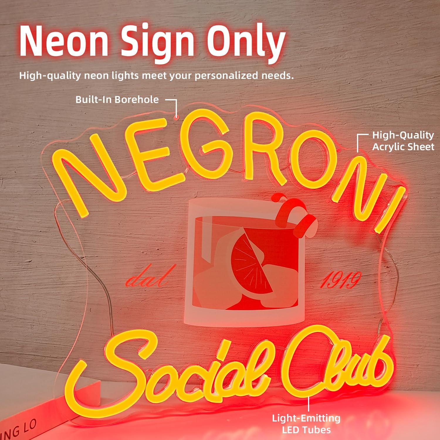 Negroni Social Club Neon Sign  - огляд і ціна Neon Sign Party